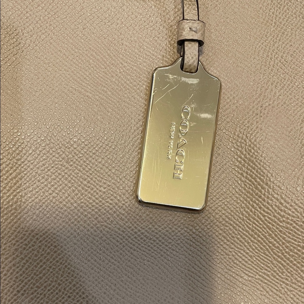 Coach Beige Leather Tote Bag - Picture 3 of 14
